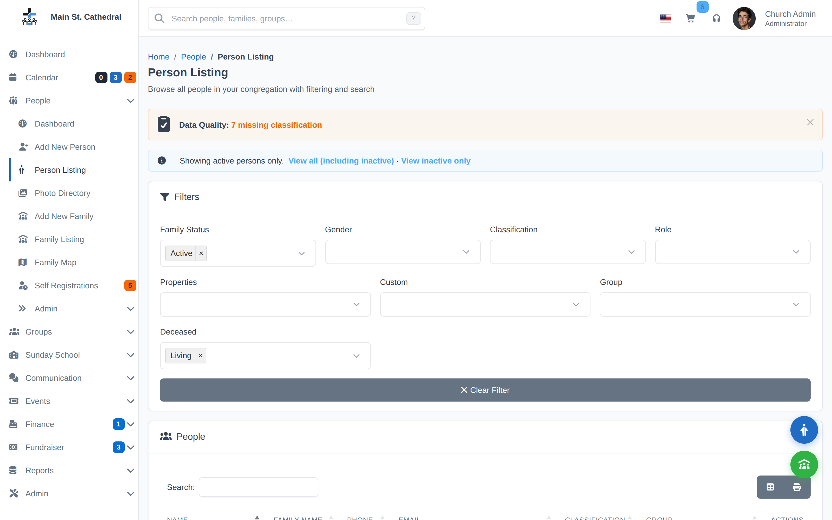 People List — ChurchCRM