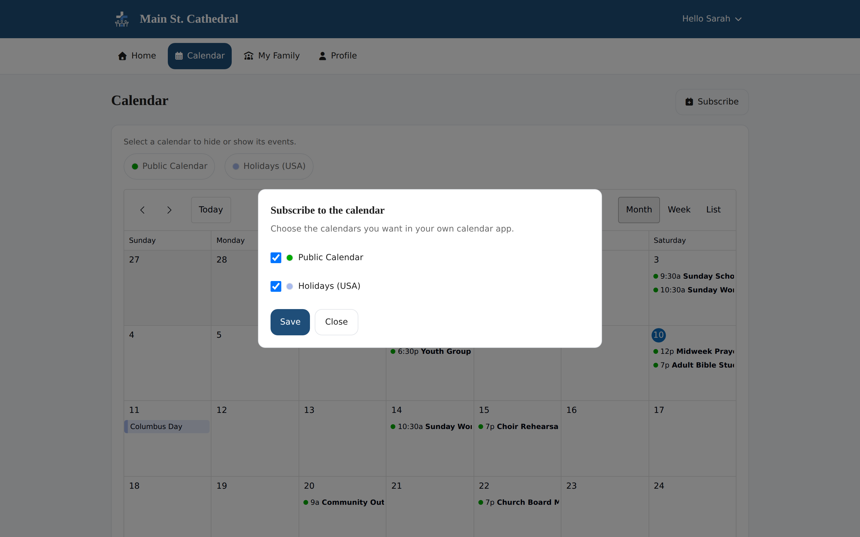 The Subscribe dialog