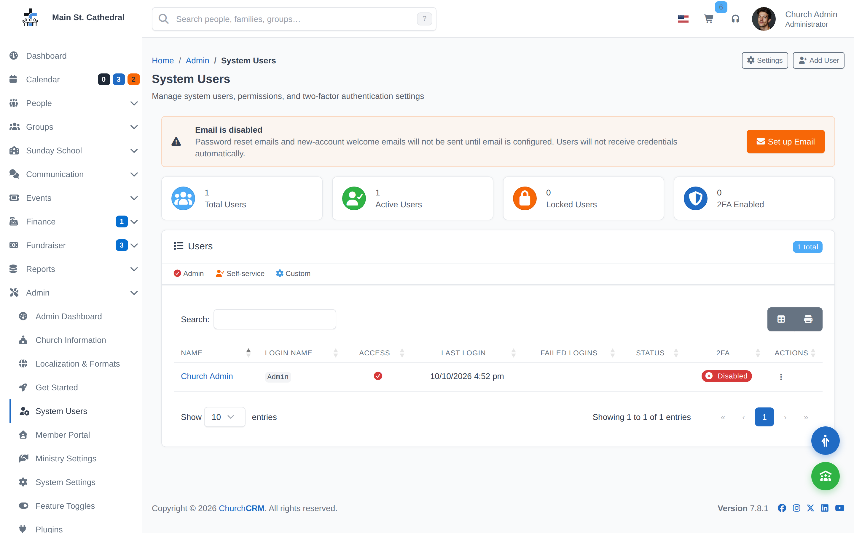 Administration — ChurchCRM